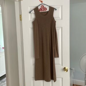Size small Elie Tahari sweater dress. Open shoulder detailing. midi length.